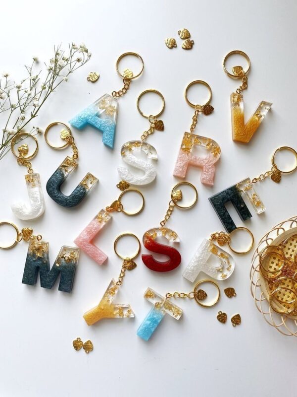 Custom Letter Resin Keychain – Personalised Initial Charm