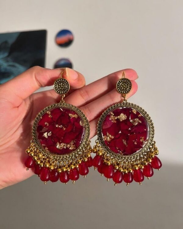 Royal Rose Resin Earrings – Handmade Floral Jewellery